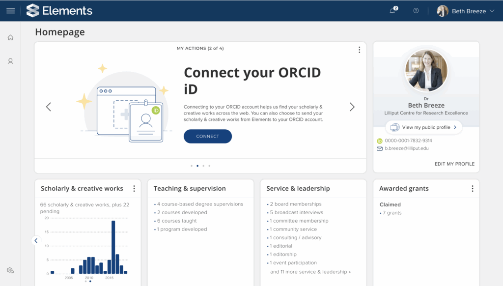 Screenshot - connect your ORCID ID