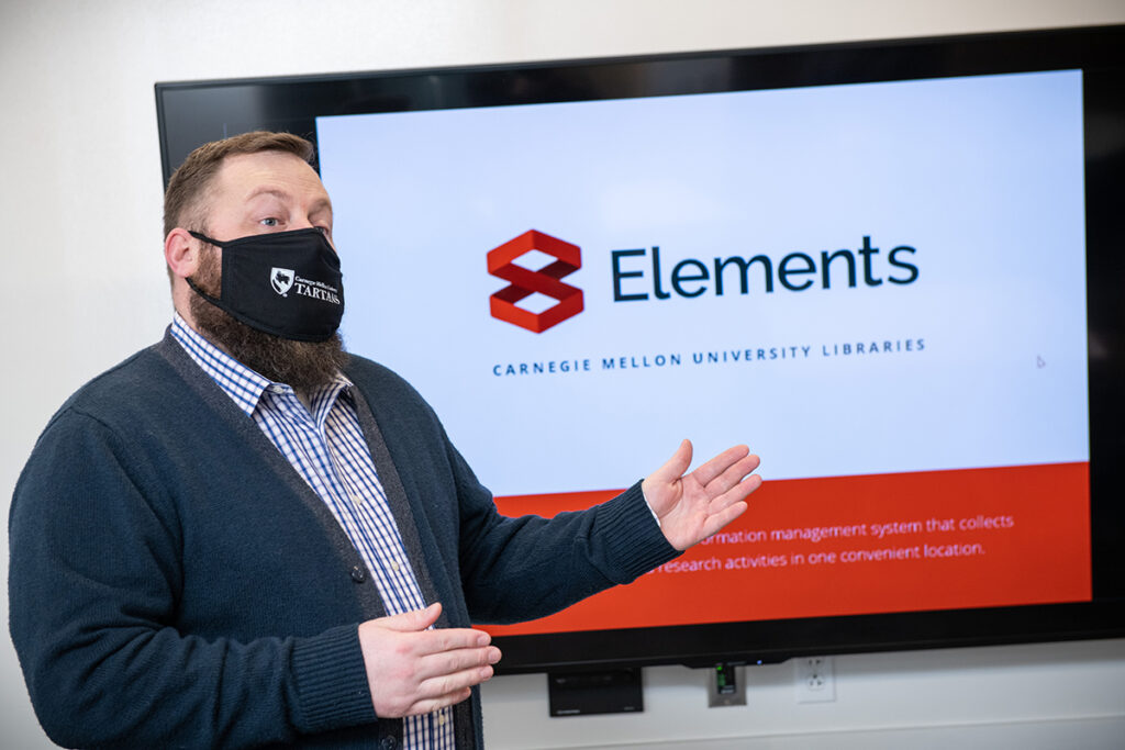 Librarian David Scherer in a conference room on Friday, Feb. 26, 2021, at Sorrells Engineering and Science Library.
