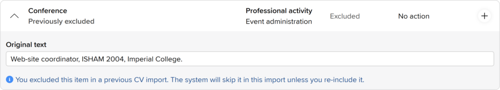 Exclude previous imports